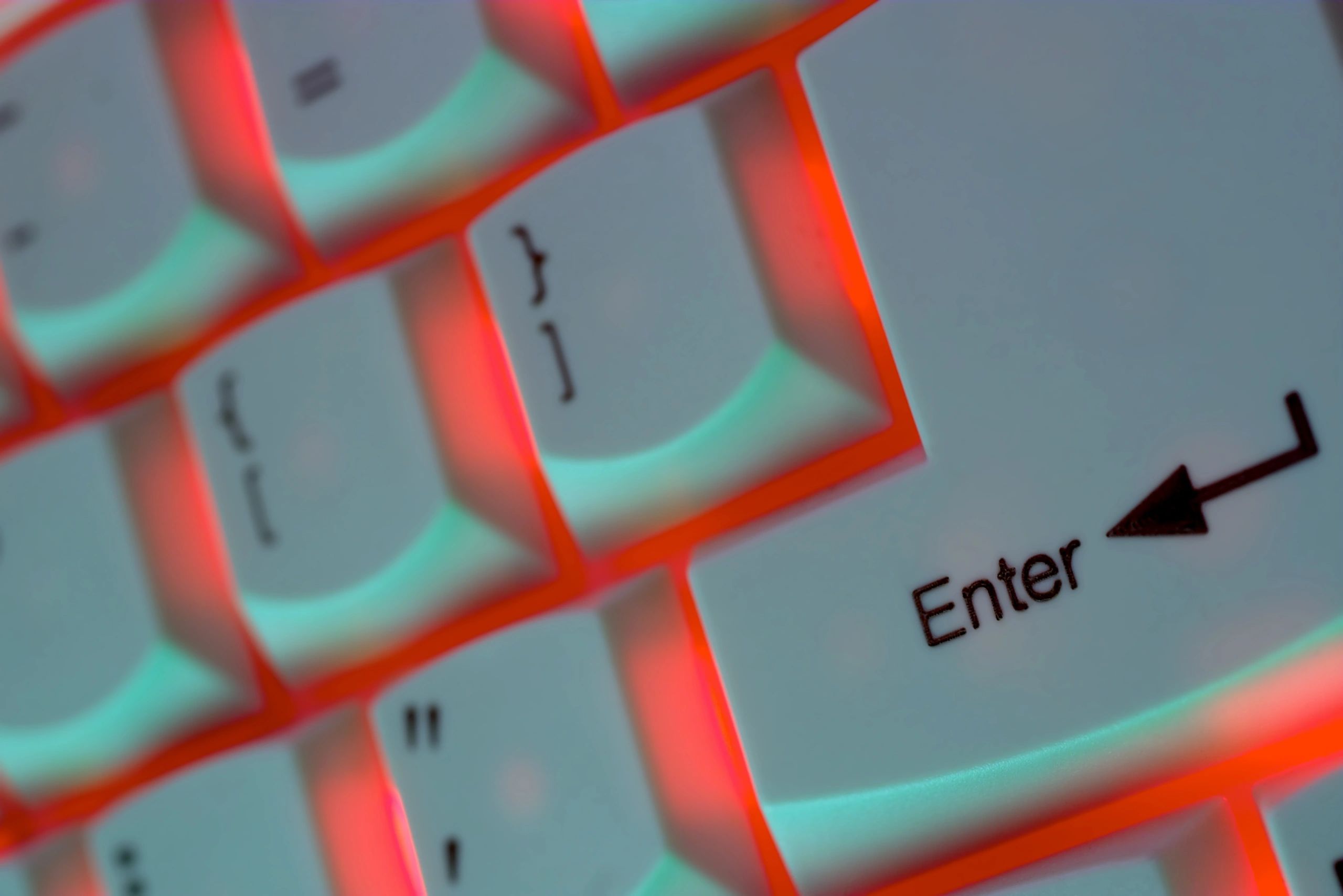 Angled view of a keyboard key cluster